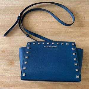 Michael Kors Selma Stud Satchel (Steel Blue)